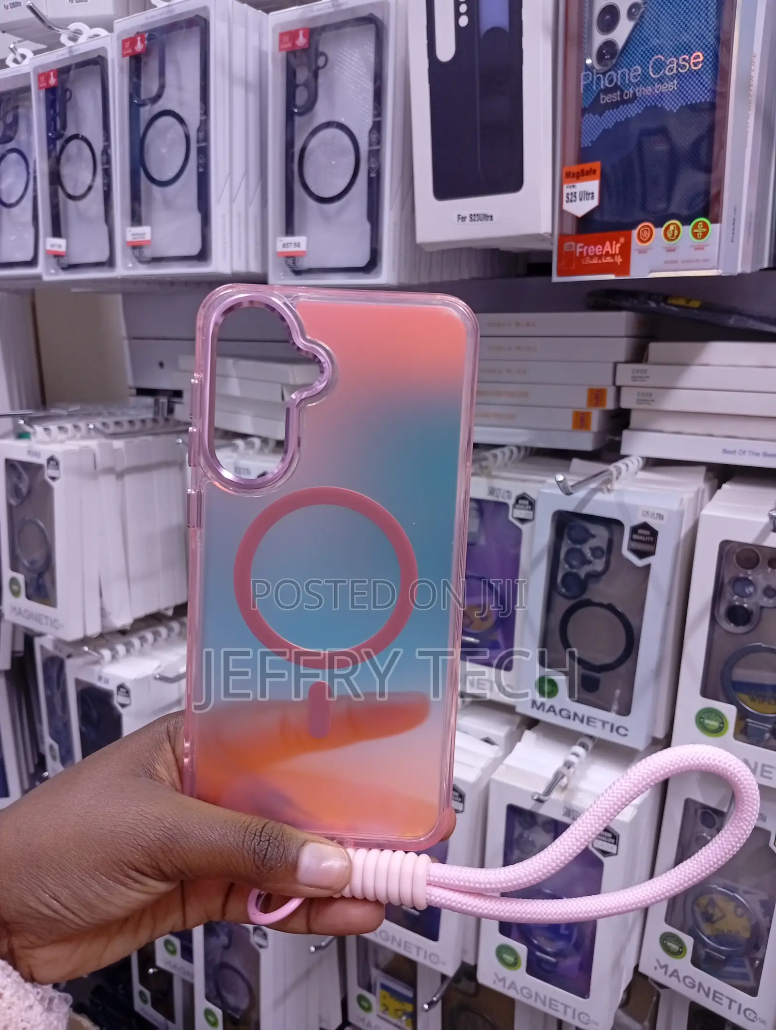 Magnetic Phone Case With a Matching Coiled Wrist Strap Lanyard