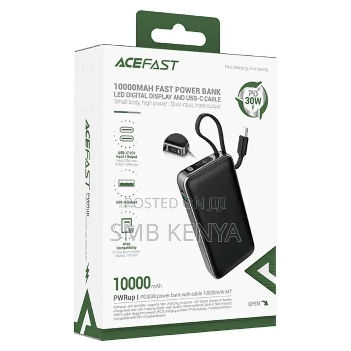 Power Bank With Type-C Cable PD30W 10000mAh - Acefast M7