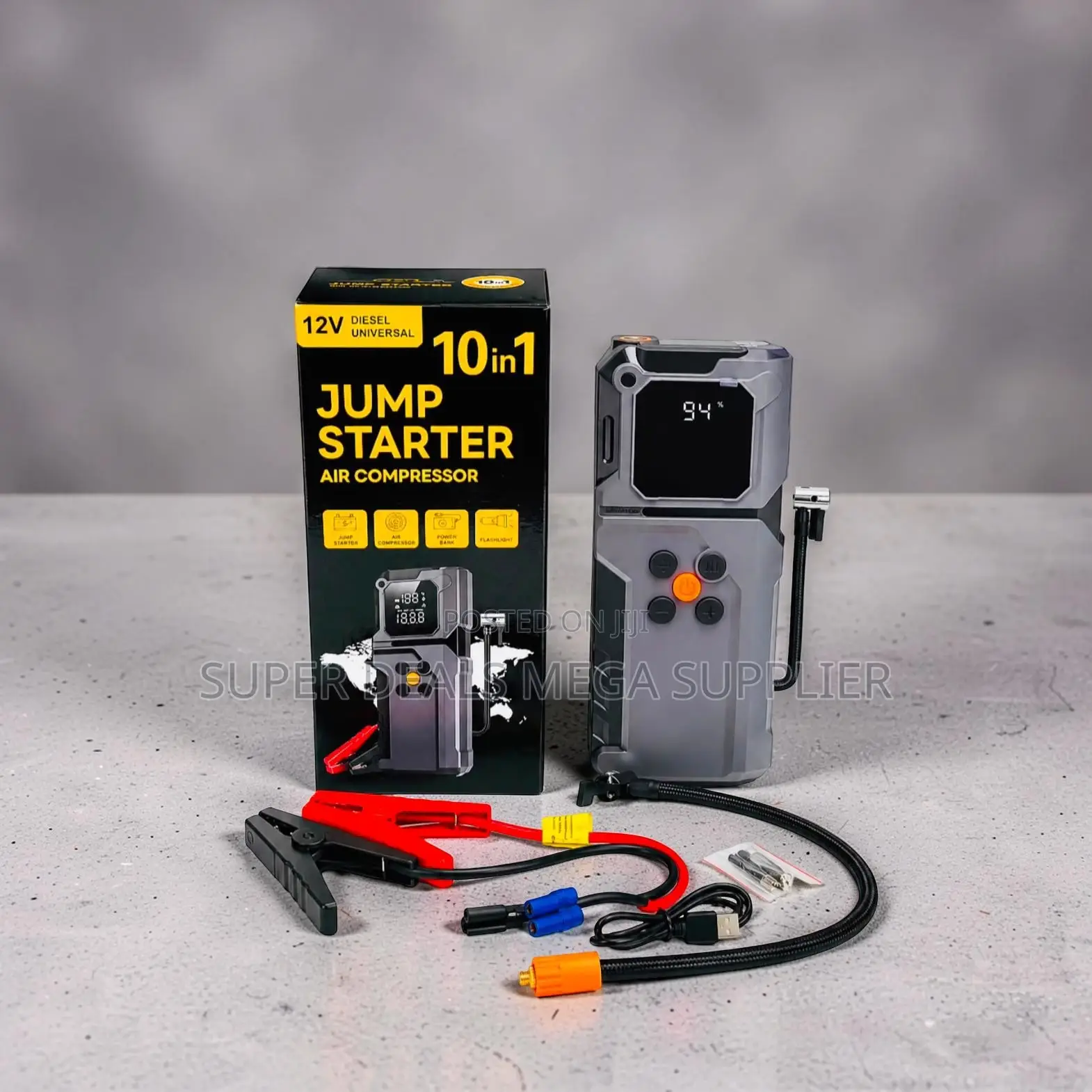 High Power 10-in-1 Car Jump Starter Digital Air Compressor Inflator