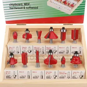 6mm- 12-Piece Router Bit Set.1/4 Inch Shank Wooden Storage Case