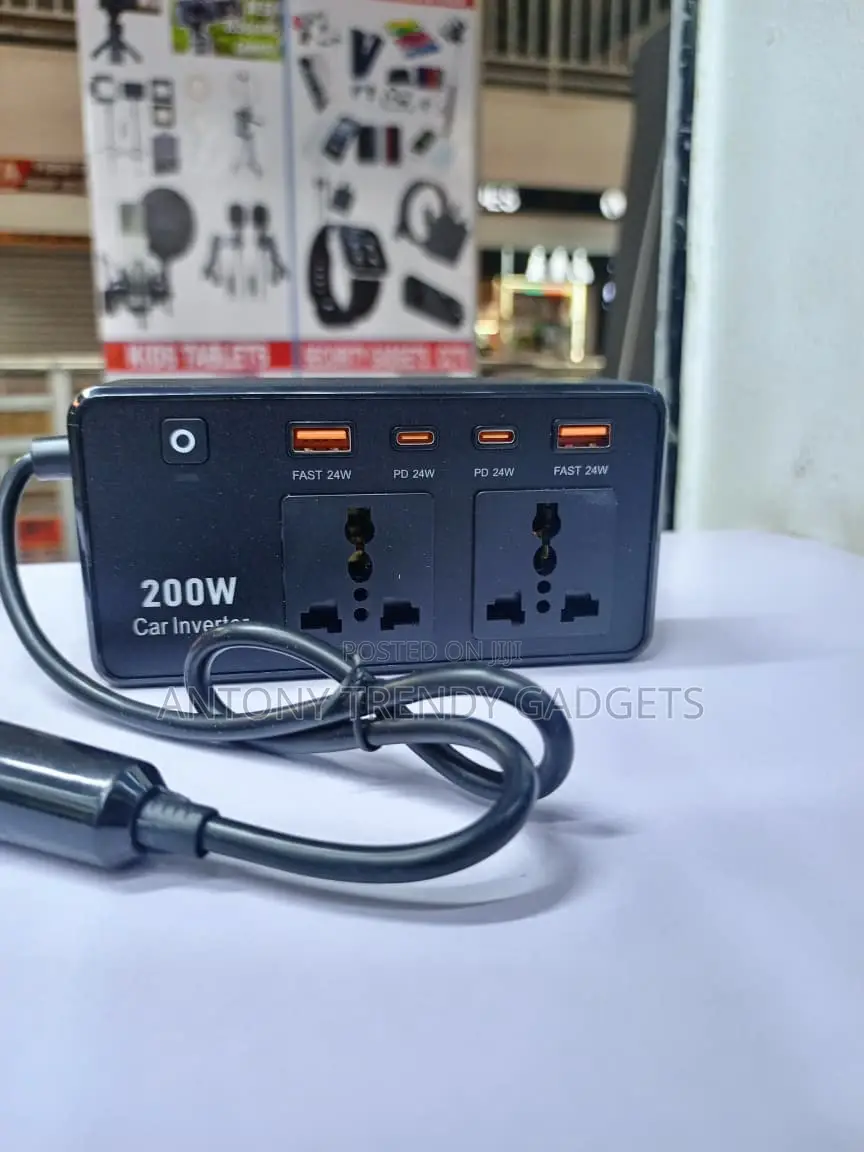 200W Car Power Inverter 12V to 220V With USB Type-C Ports