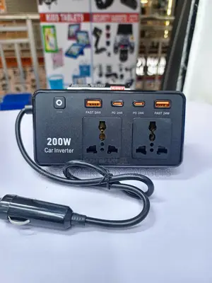 200W Car Inverter Dual AC Outlets PD Fast Charging Adapter