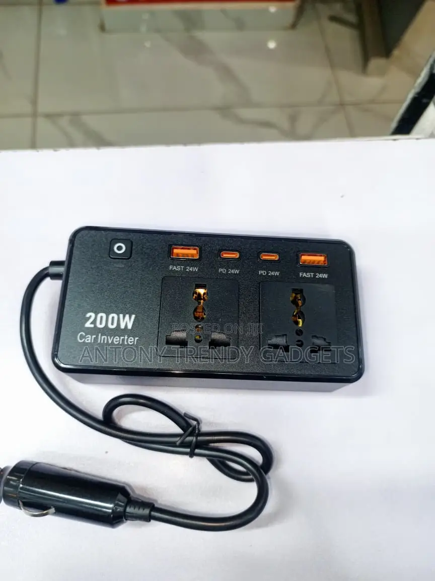 12V to 220V Car Inverter 200W With USB-C Dual AC Sockets