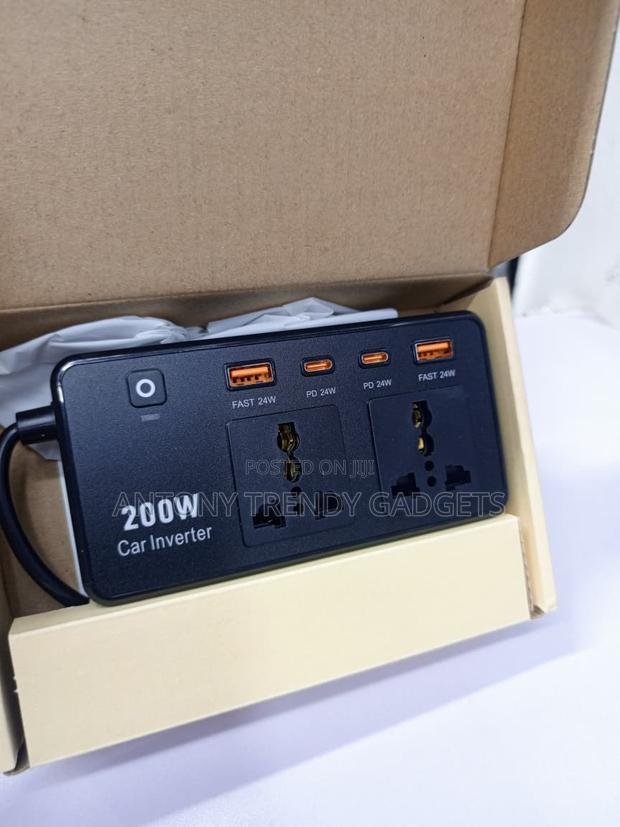 200W Vehicle Power Inverter Dual AC USB Fast Charge Adapter - thumbnail 3