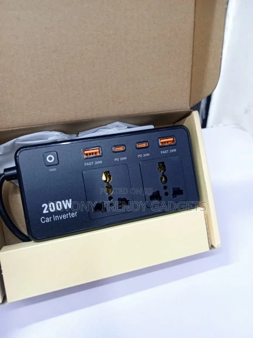 200W Car Inverter Adapter With PD Type-C USB Ports