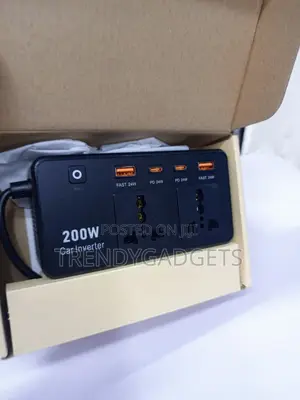 200W Fast Charging Car Inverter Dual AC USB Type-C Adapter