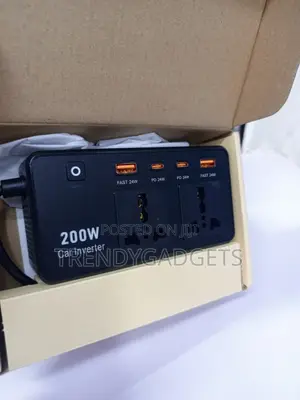 200W Fast Charging Car Inverter Dual AC USB Type-C Adapter