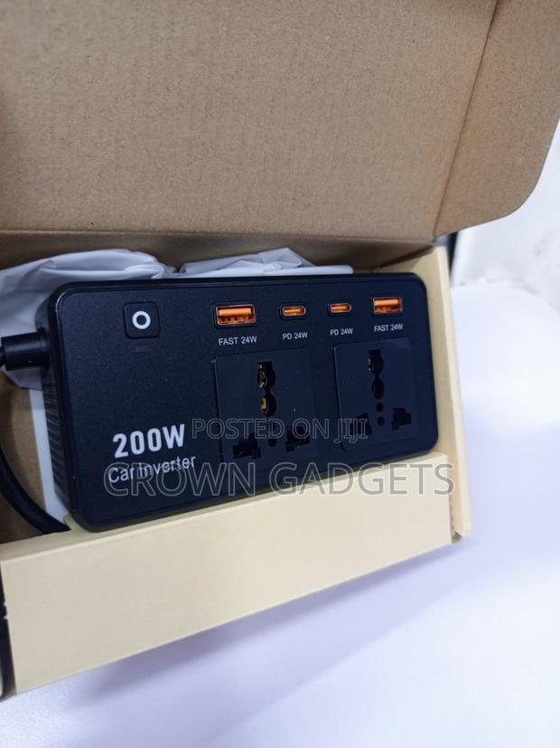 200W Fast Charging Car Inverter Dual AC USB Type-C Adapter - thumbnail 2