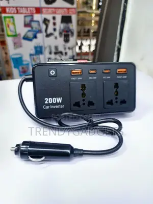 Portable 200W Car Power Inverter Dual AC Fast Charging Hub