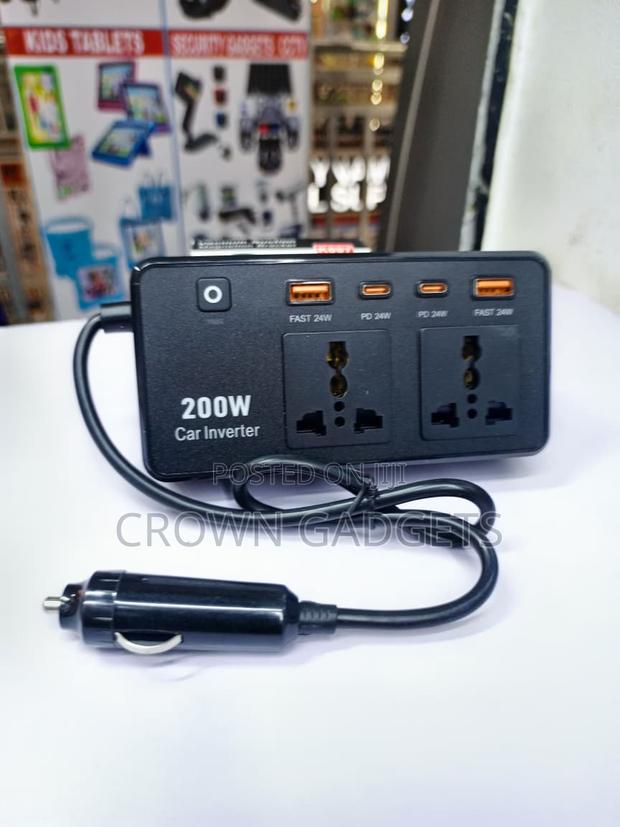 Portable 200W Car Power Inverter Dual AC Fast Charging Hub - thumbnail 2