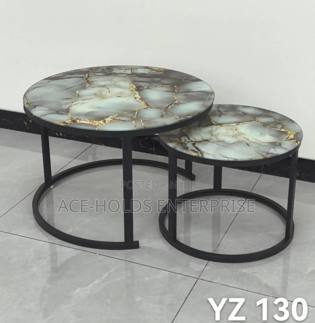 2 in 1 Executive Nesting Coffee Table - (Glass Marble Effect) - thumbnail 2