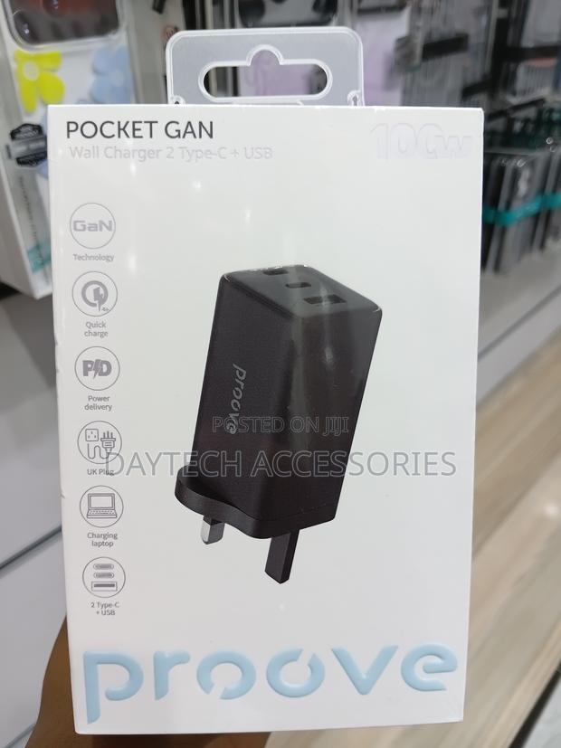 This Is a Proove Pocket GaN Max 100W Wall Charger in Black.