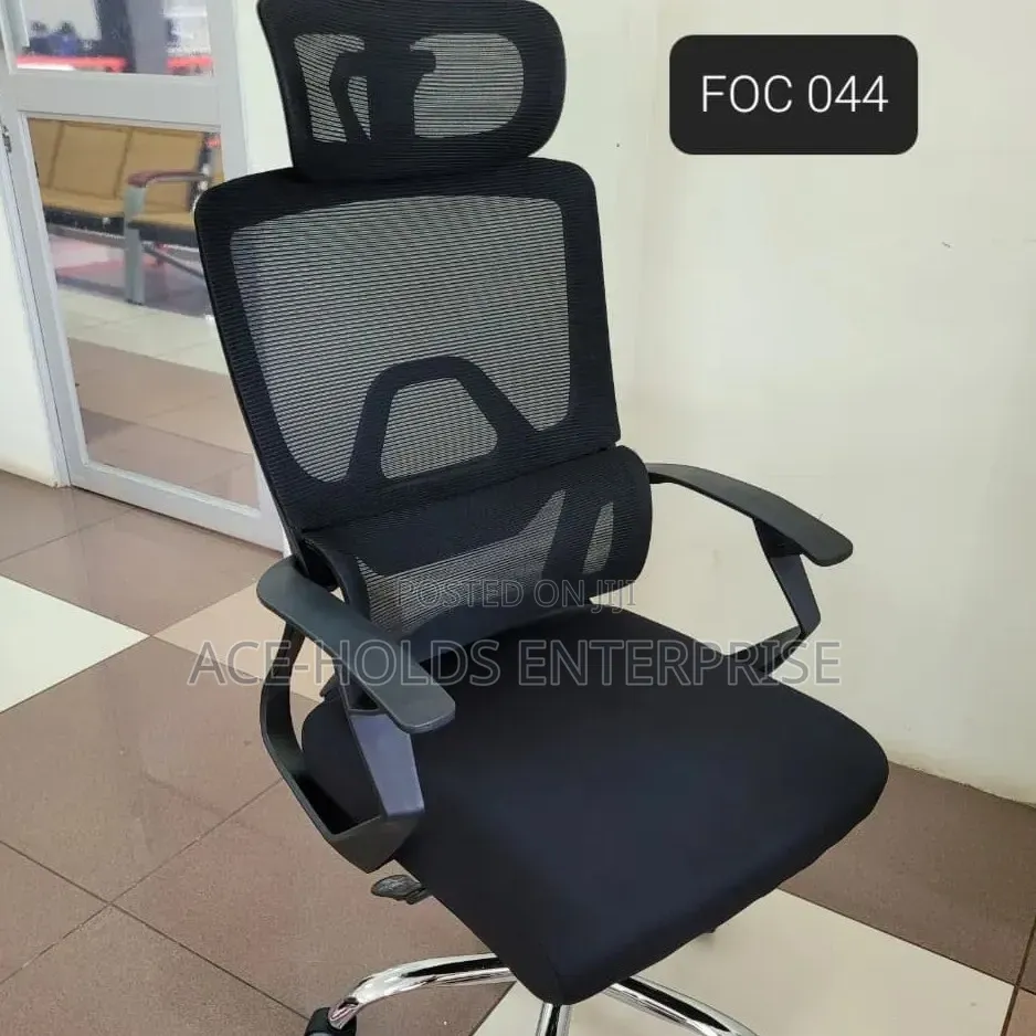 Orthopaedic Headrest Office Chair - Adjustable Height With Armrest