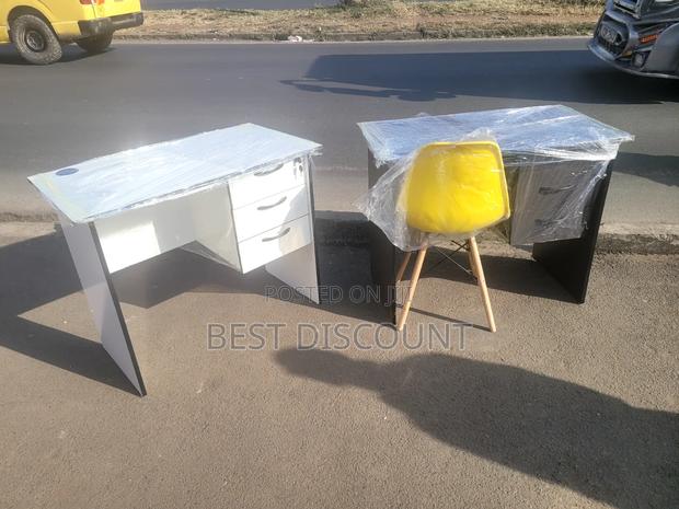 Gray Office Desk Eames Chair Yellow - main view