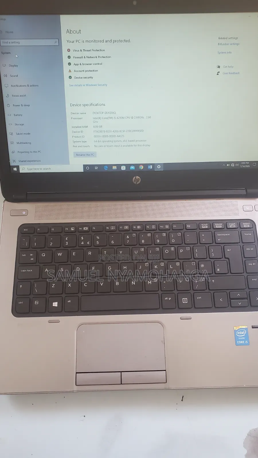 Laptop HP EliteBook 835 G7 8GB Intel Core i5 HDD+SSD 512GB