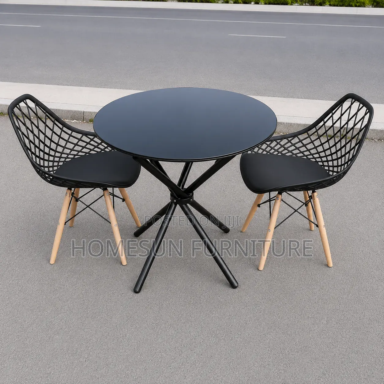 Modern 2-Seater Dining Table Set With Designer Chairs