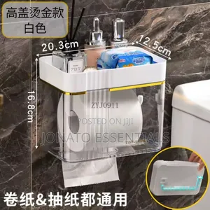 Premium Bathroom Tissue Box Holder With Storage Shelf Waterproof