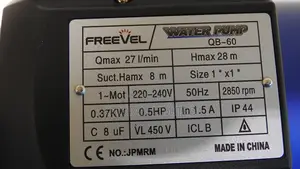 Freevel QB-60 0.5 HP Peripheral Electric Water Pump | 28M Max Head