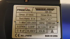 Freevel QB60 0.5HP Electric Water Pump/Reliable Home Garden Booster