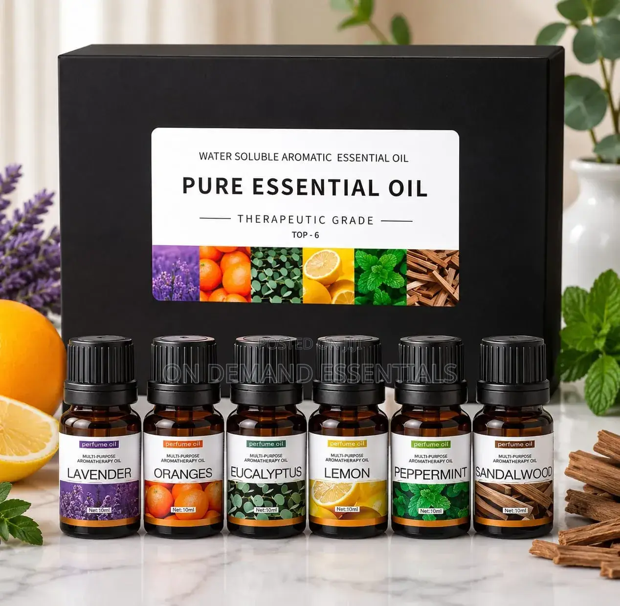 Essential 100% Pure Natural Aromatherapy Essential Oil 10ml 6 Bottles