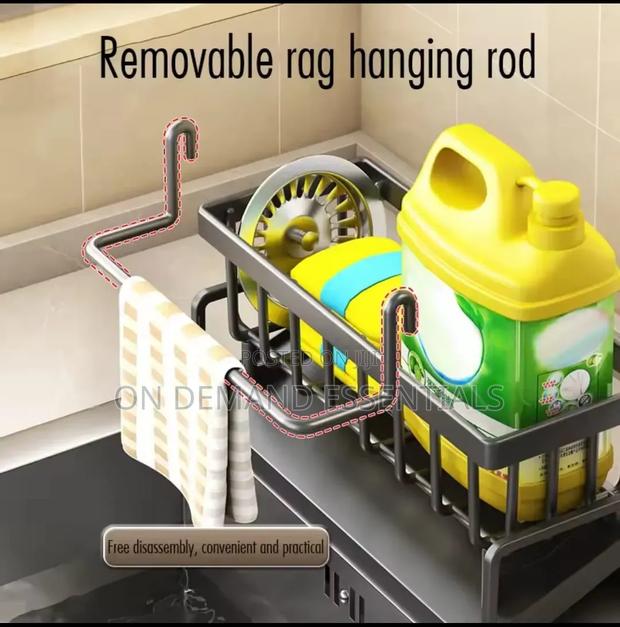 Sink Caddy Multifunctional Sink Sponge Detergent Storage Rack - thumbnail 3