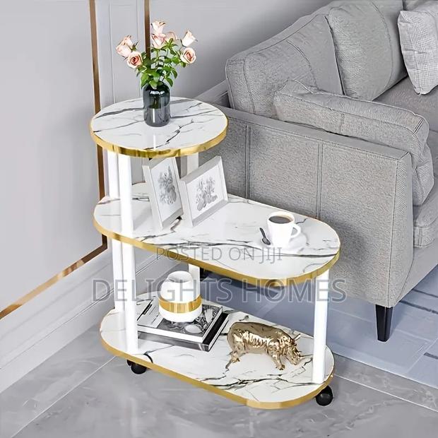 60x30x67cm 3 Layer 2 Oval Round Top Trolley Rack Table-Pam