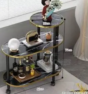 60x30x67cm 3 Layer 2 Oval Round Top Trolley Rack Table-Pam