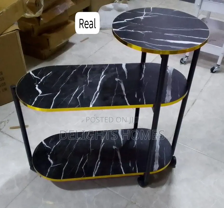 60x30x67cm 3 Layer 2 Oval Round Top Trolley Rack Table-Pam