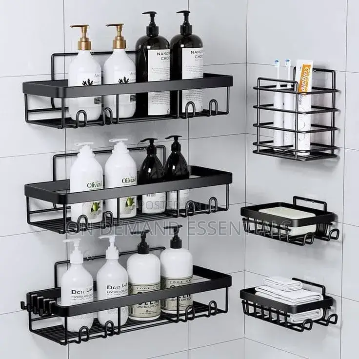 6pcs Set Shower Caddy Shelf/Bathroom Organizer Rustproof
★No Drilling