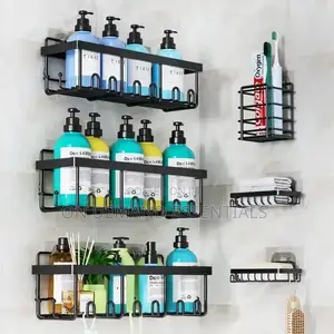 6pcs Set Shower Caddy Shelf/Bathroom Organizer Rustproof
★No Drilling