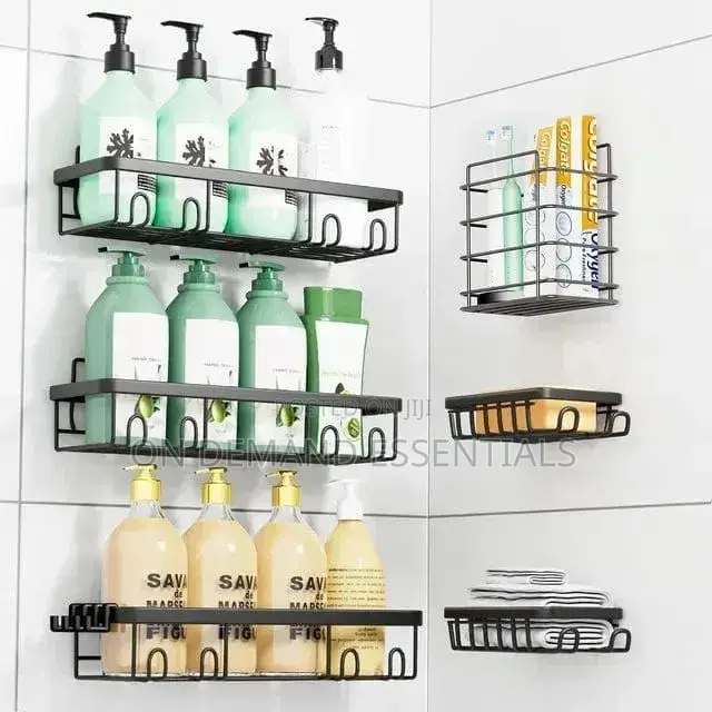 6pcs Set Shower Caddy Shelf/Bathroom Organizer Rustproof
★No Drilling