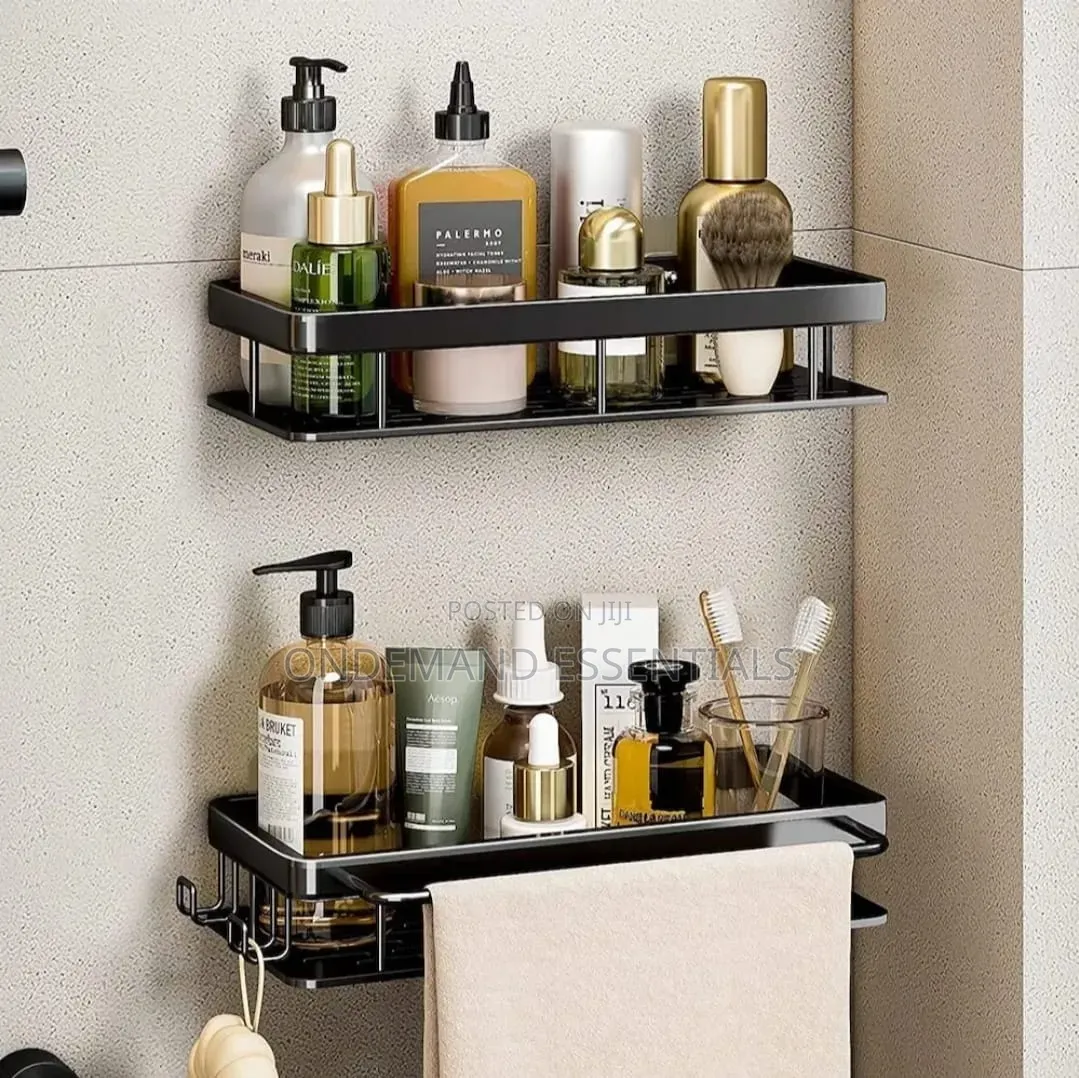2 PCS Aluminum Alloy Rectangular Shelf With Towel Holder