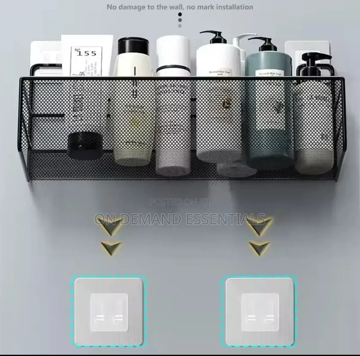 Large Mesh Bathroom Rack With Self Adhesive Stickers