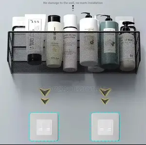 Large Mesh Bathroom Rack With Self Adhesive Stickers