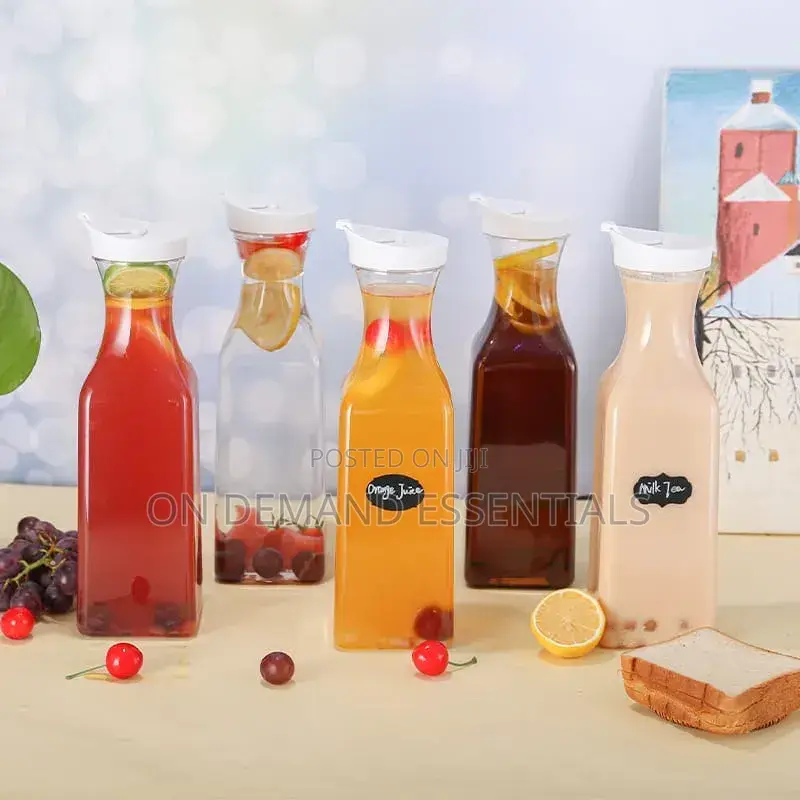 1pc Clear Pitcher Bottle Juice/Water Carafe With Flip Top Lid