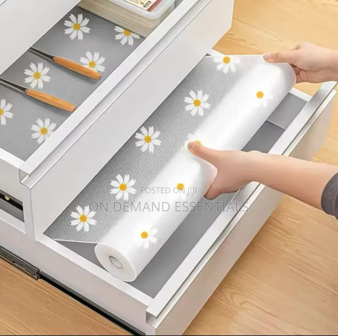 Daisy Pattern Kitchen Drawer Liners Oil Proof Cupboard Shelf Liner Mat