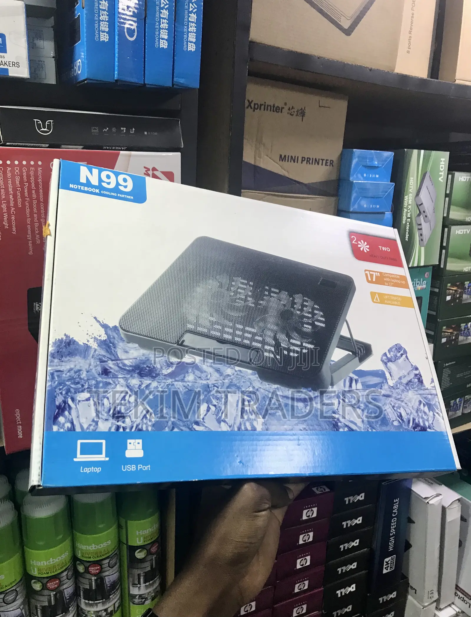 N99 Dual Cooling Pad With Stand 17" Laptops 2 Heavy Fans USB