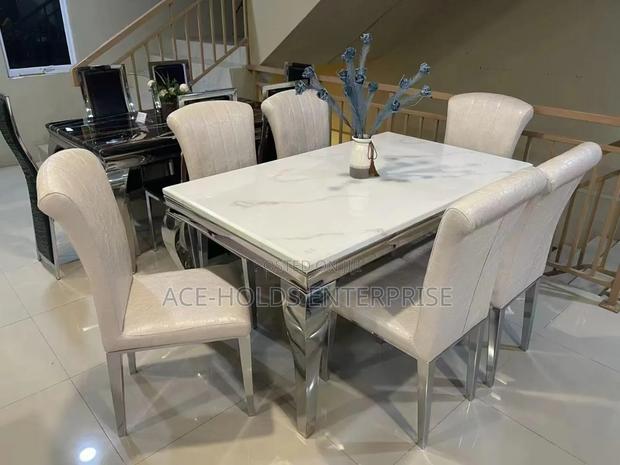 6 Seater Executive Modern Advanced Marble Top Dining Table Set - thumbnail 2