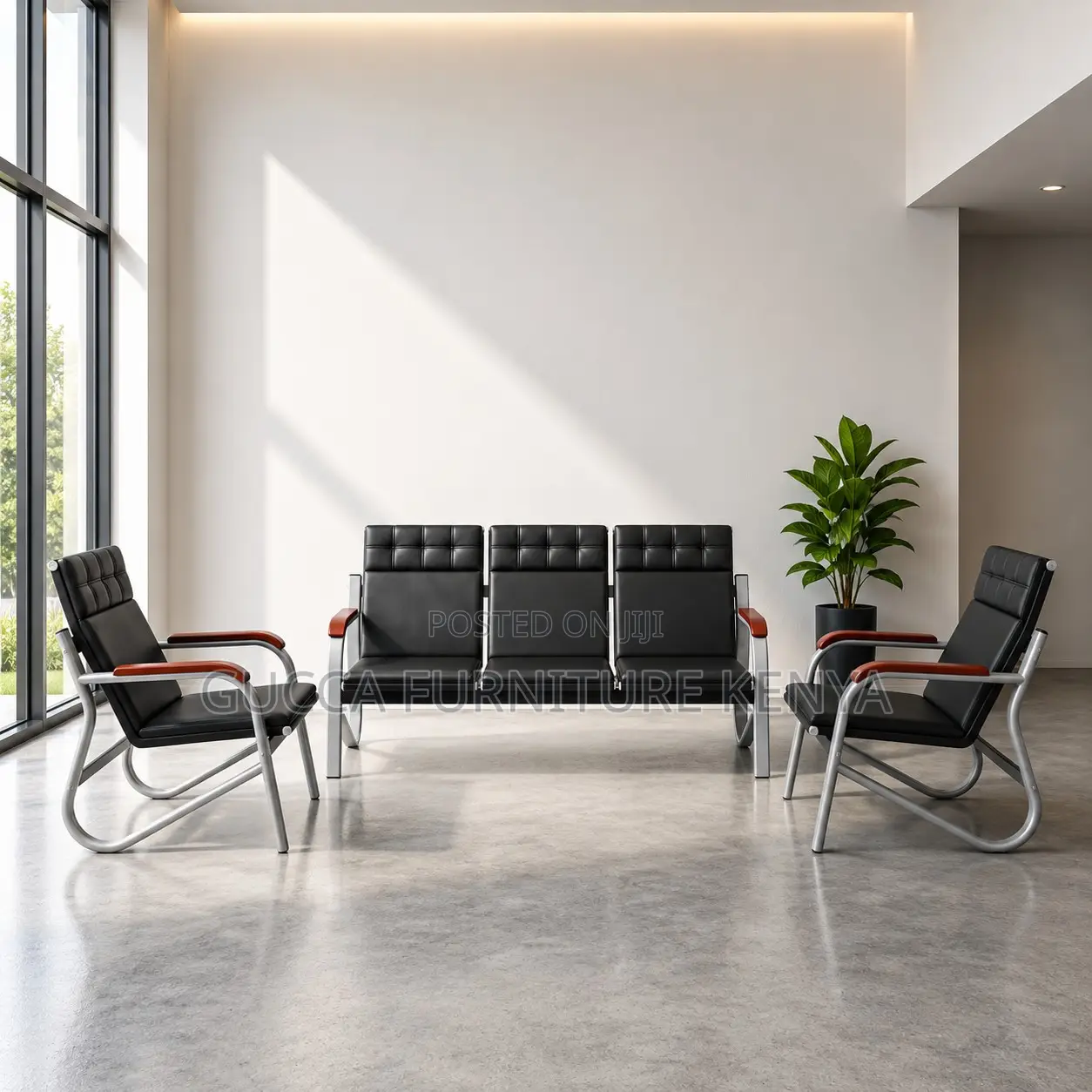 5-Seater Leather Visitor's Office Sofa