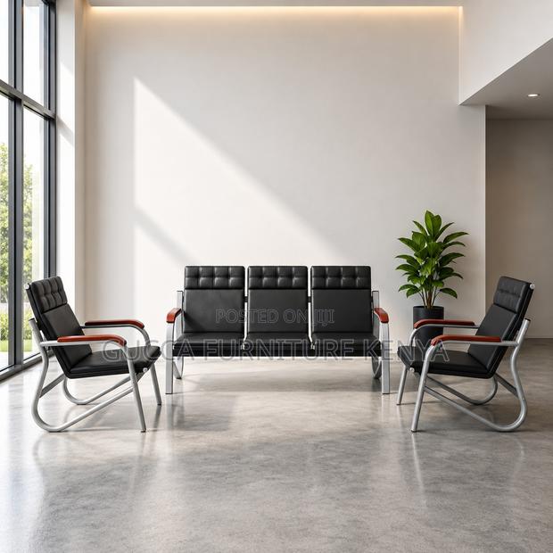 5-Seater Leather Visitor's Office Sofa