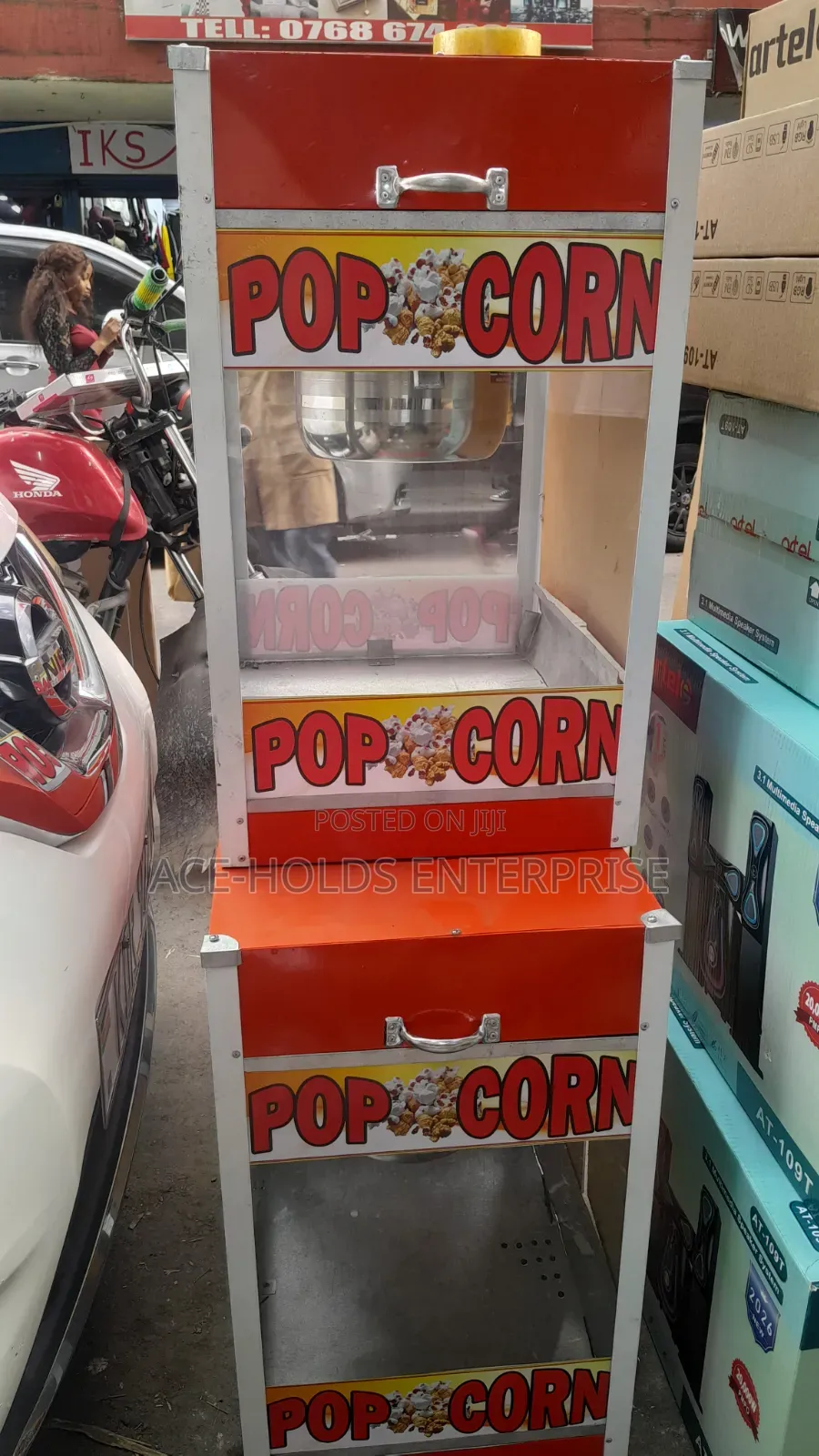 Juakali Commercial Popcorn Machine - Electric With Glass Display