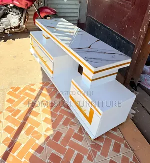 Modern Marble Top TV Stand With Storage Drawers