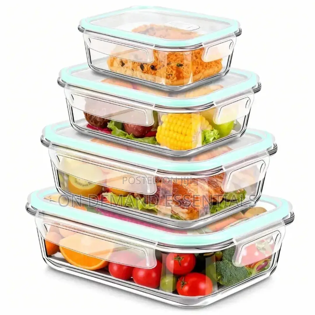 4 PCS Glass Food Container Set
