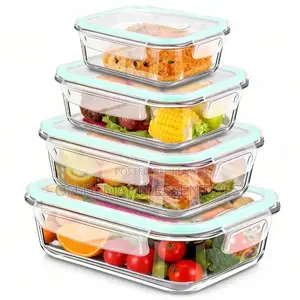 4 PCS Glass Food Container Set