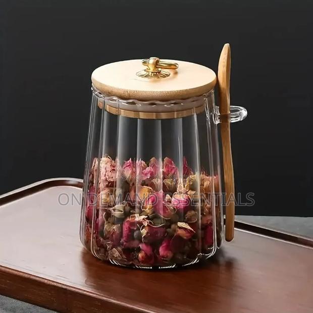 Glass Storage Jar With Bamboo Lid/Spoons - thumbnail 3
