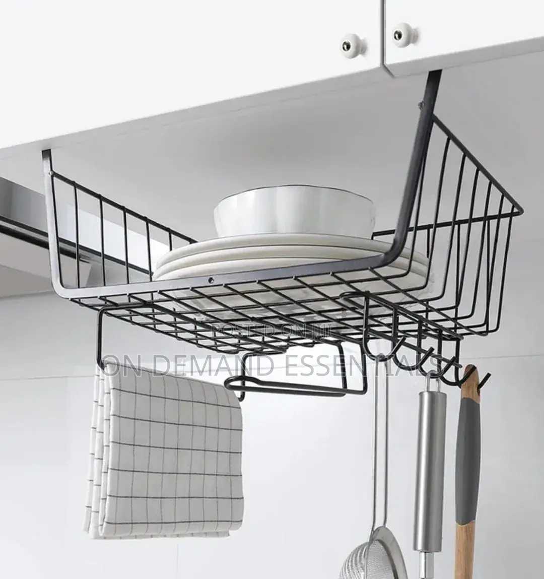4 in 1 Metallic Under Shelf Rack With Hooks