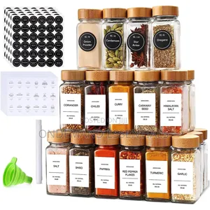 29pcs Set Glass Storage Spice Jars With Bamboo Lid