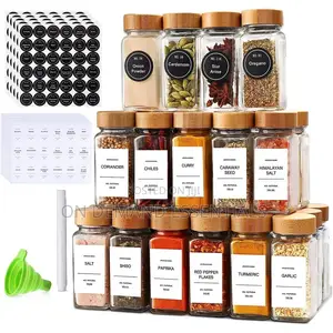 29pcs Set Glass Storage Spice Jars With Bamboo Lid