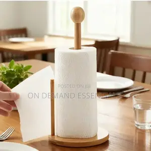 Bamboo Wood Tissue Holder Vertical Roll Pole Paper Towel Holder