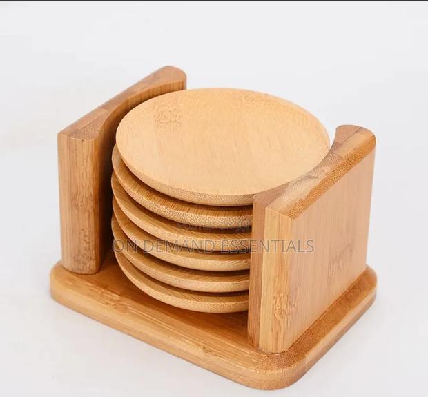 High Quality Elegant Bamboo Coaster Set - thumbnail 3